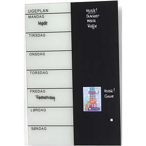NAGA Ugetavle i Glas Magnetisk 40x60 cm - Sort og Hvid