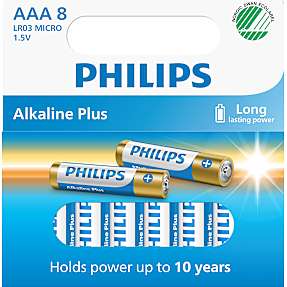 Philips Alkaline Plus AAA batterier 8-pak