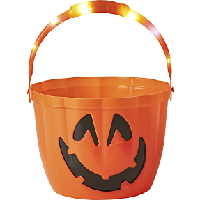 Halloween trick or treat spand med LED Ø: 22 cm - orange
