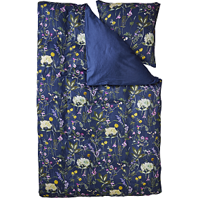 MAISON Lux sengetøj 140x200 cm - blå med blomster