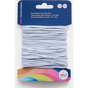 CraftnCreate rund elastiksnor 1 mm - hvid