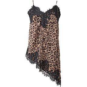 VRS dame asymmetrisk stroptop med blondekanter str. XL - brun