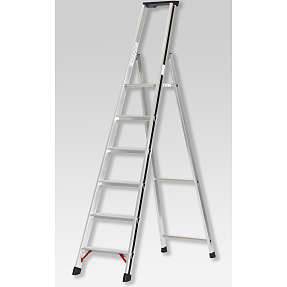 Trappestige med bakke Pro 6 trin - aluminium