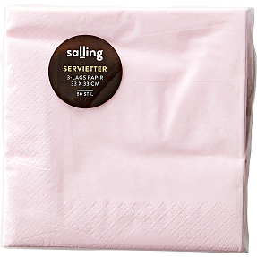 Salling ensfarvede servietter 33x33 cm 50-pak - rosa
