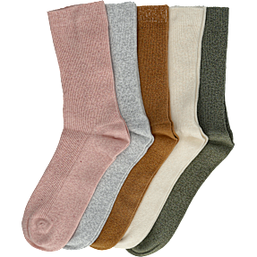 VRS dame 5-pak rib strømper str. 39/41- multifarvet