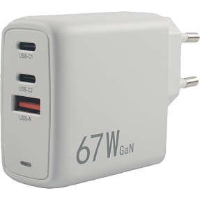 USB oplader til USB-A+C - hvid