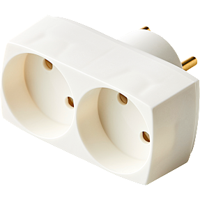 Stikdåse med 2 udtag - hvid