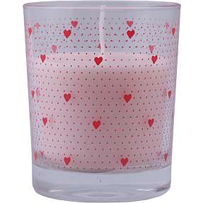 Duftlys i glas med hjerter