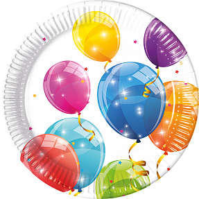 Paptallerkener Ø:23 cm 8-pak - Balloner