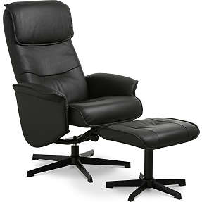 Aksel lænestol inkl. fodskammel - sort