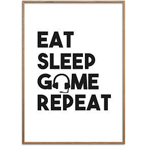 Gamer, Eat Sleep Game Repeat - 50x70 cm
