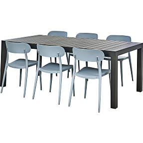 Canberra havemøbelsæt med 6 preston stole