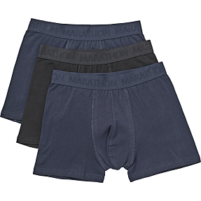 Marathon teen 3-pak boxershorts str. 7-9 år - mørkeblå/sort