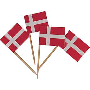 Salling kageflag med træpind 50-pak - Dannebrog