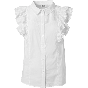 VRS dame top med flæser og blonder str. L - hvid