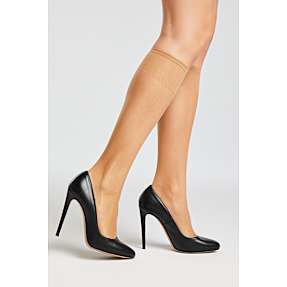 VRS 2-pak knæstrømper transparent str. onesize - mørkebrun