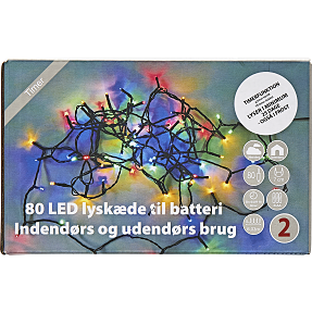 Lyskæde med 80 LED - multifarvet