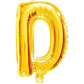 Salling bogstav folieballon "D" H: 35 cm - Guld