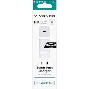 Vivanco hurtig 1xUSB-C PD 20W oplader - hvid