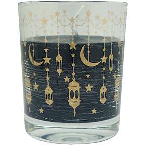 Duftlys i glas kanel - elfenben m. guldprint
