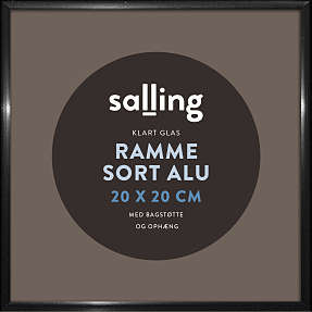 Sort ramme m. glas - 20x20 cm