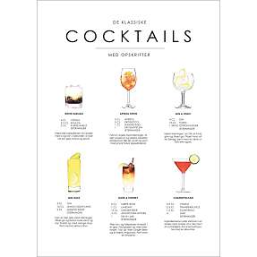 Cocktails opskrifter nr. 4 - 30x40 cm