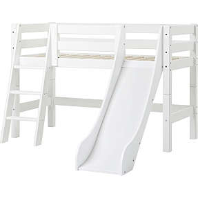 Hoppekids ECO Luxury halvhøj seng med rutsjebane og skrå stige 70x160 cm