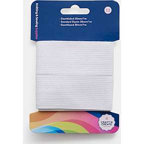 CraftnCreate elastikbånd 30 mm - hvid