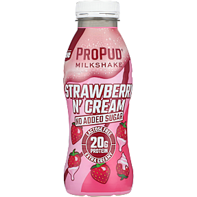 Proteinmilkshake m. jordbærsmag u. tilsat sukker laktosefri