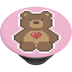 Popsocket m. aftageligt greb - bjørn/lyserød