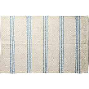 Bomuldsgulvtæppe 50x80 cm - hvid og blå