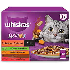 Vådfoder i sovs m. and, lam/kylling, kylling/kalkun og okse/fjerkræ