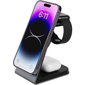 Fixed 3-i-1 oplader - sort