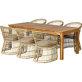 Vesterkilde havebord m. 6 Strandholt stole