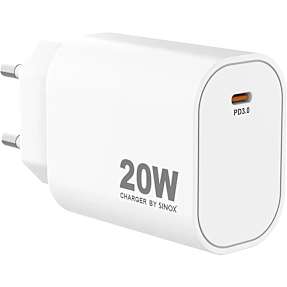 Sinox oplader 20 W -  hvid