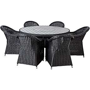 Serena bord med 6 Albany stole - sort