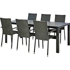 Carlton havebord med 6 Mallorca havestole - sort