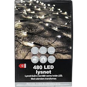 Lysnet med 480 LED - varm hvid