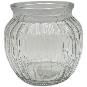 Glasvase med riller 10 cm - klar
