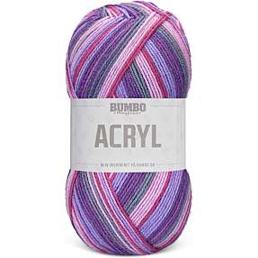 BUMBO Akrylgarn print - Lysrød, lilla, grå 119