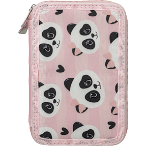 Danpen Junior 3-lags penalhus med indhold - panda/lyserød