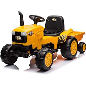 Traktor med trailer - gul