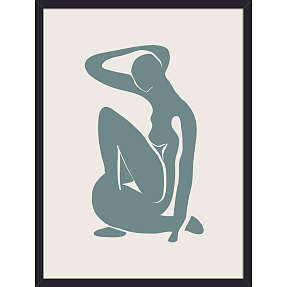 Salling Kvinde Grøn plakat med sort glasramme 30x40 cm