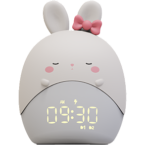 Salling NatteRo kanin vækkeur og lampe - hvid