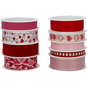 Valentine stofbånd - flere varianter - assorteret