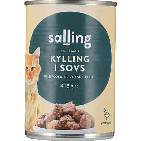 Vådfoder i sovs m. kylling