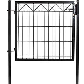 Havelåge til panelhegn med deko "X" - sort