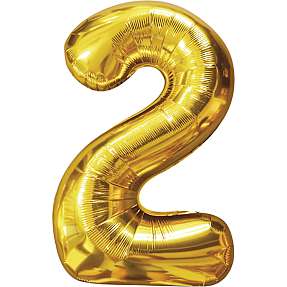 Salling tal folieballon nr. 2, H: 86 cm - Guld