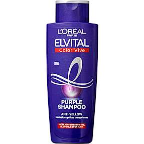 Purple silvershampoo highlightet brun-, blondt og gråt hår