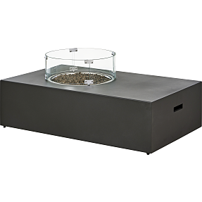 Larvik rektangulær ildbord med rund glas - sort